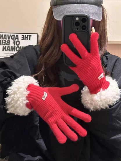 Sarah Express Women's Fuzzy Cuff Knitted Gloves - Warm Winter Cozy Soft Polyester Gloves