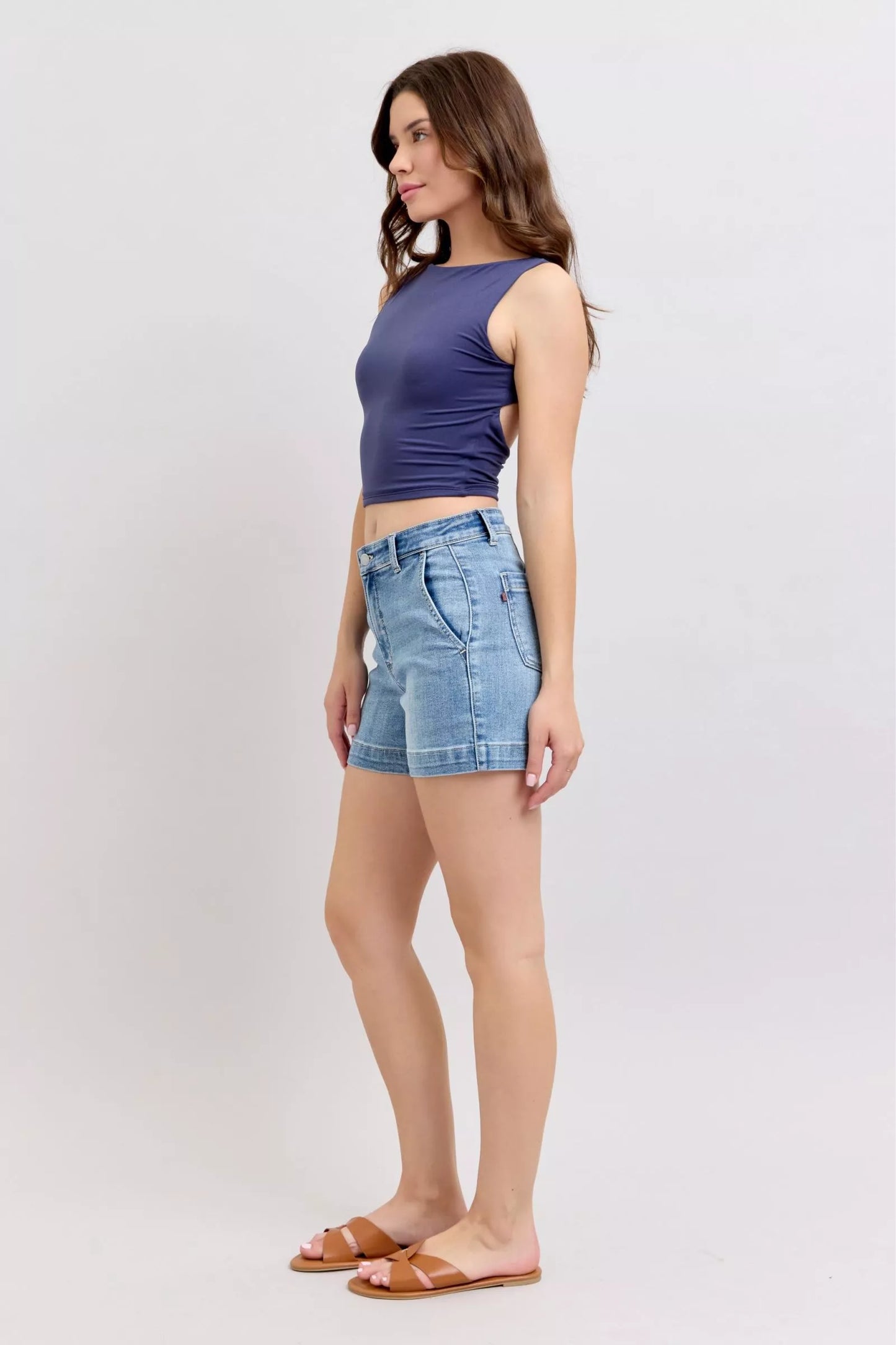 Sarah Express Women's Judy Blue Mid Rise Denim Shorts