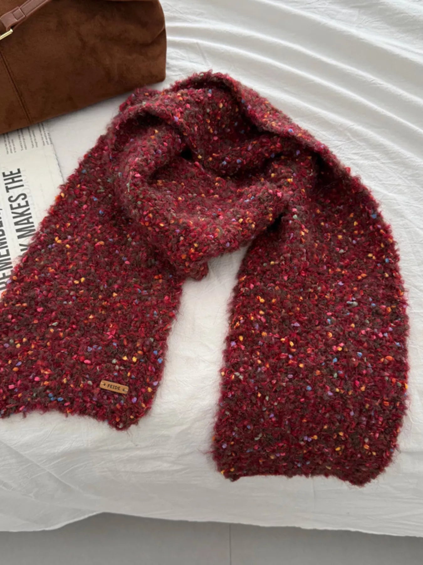 Sarah Express Women's Cozy Knitted Multicolor Speckled Winter Scarf - Soft Polyester Wrap
