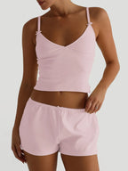 Sarah Express Women's V-Neck Cami and Shorts Set - Two-Piece Loungewear