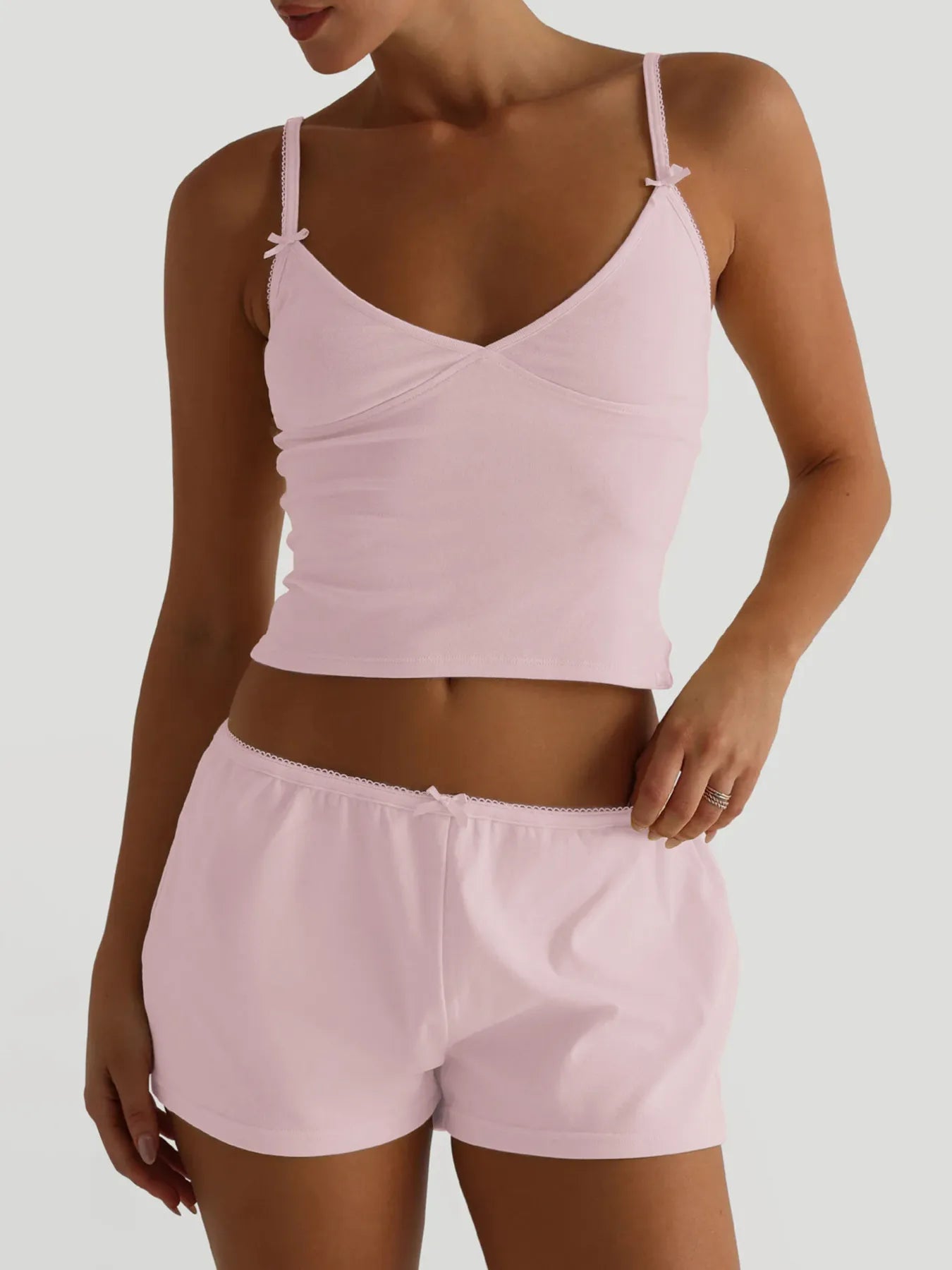 Sarah Express Women's V-Neck Cami and Shorts Set - Two-Piece Loungewear