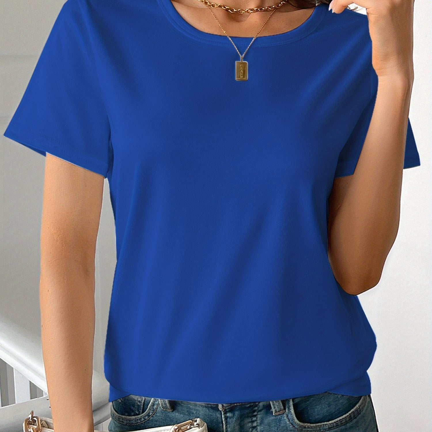 Sarah Express Women's Round Neck Short Sleeve Cotton T-Shirt 3D Print Casual