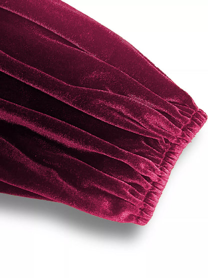 Sarah Express Women's Velvet Balloon Sleeve Blouse