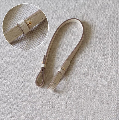 Sarah Express Genuine Leather Bag Strap Replacement – Adjustable Spaghetti Shoulder Strap with Gold & Silver Stud Detail Milkshake white with gold