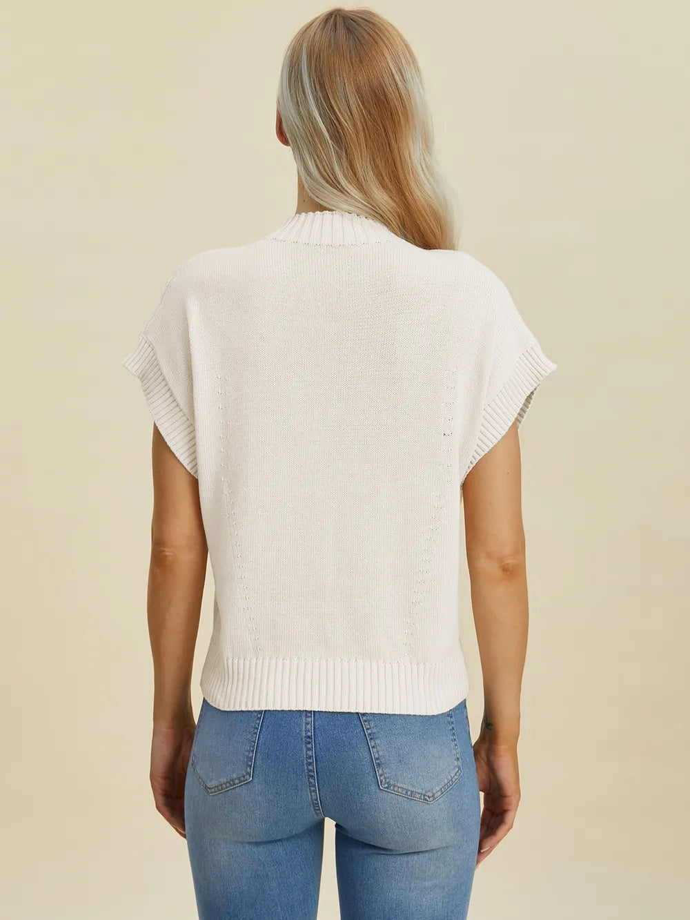 Sarah Express Women’s Plus Size Short Sleeve Mock Neck Viscose Sweater
