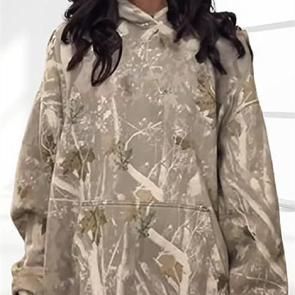 Sarah Express Women's Floral Print Hooded Sweatshirt Pullover with Pockets
