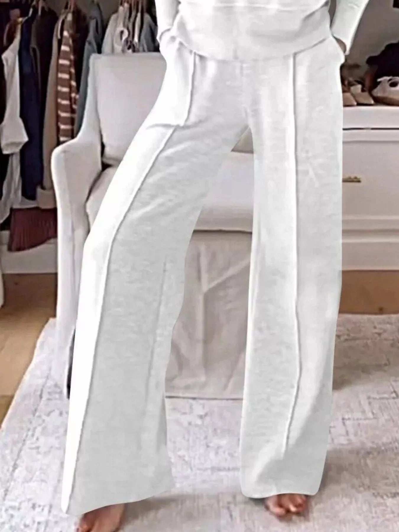 Sarah Express Women's Cozy V-Neck Top and Pants Lounge Set