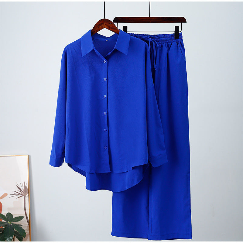 Sarah Express Women's Elegant Long Sleeve Blouse and Pants Two-Piece Professional Set