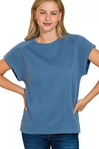 Textured Knit Jacquard Short Sleeve Top