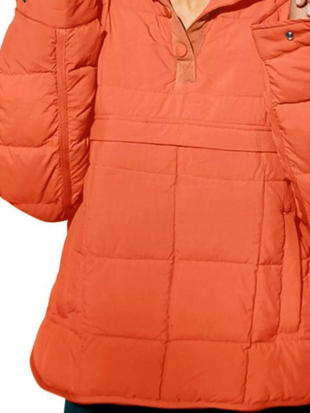 Sarah Express Women's Quarter Snap Hooded Puffer Jacket