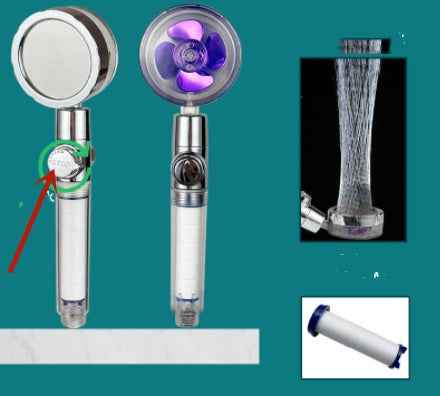 Sarah Express Turbo Propeller Shower Head - 360° High Pressure Water Saving Rainfall Showerhead Upgrade07Purple