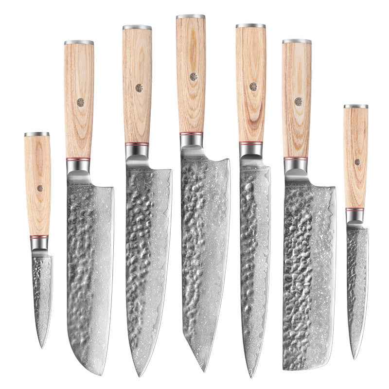 Sarah Express Professional Damascus Steel Kitchen Knife Set - Japanese Chef Knife with Layered Steel Blade Set of 7series