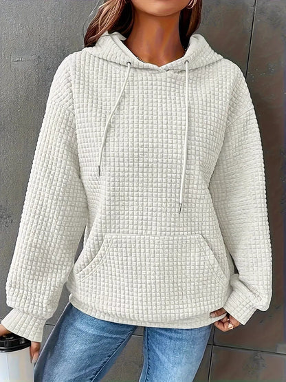 Sarah Express Women's Textured Knit Drawstring Hoodie