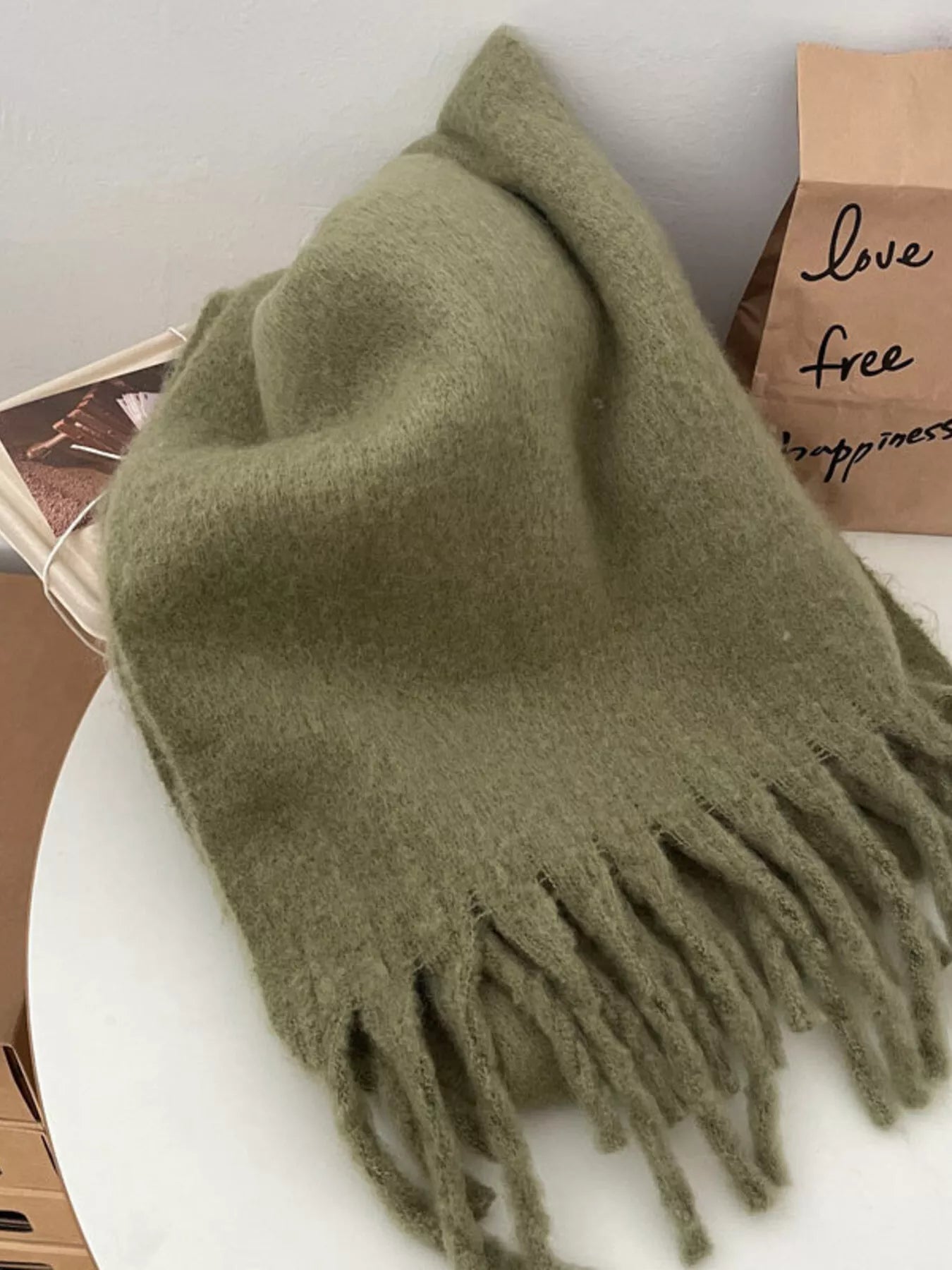 Sarah Express Women's Solid Color Fringe Scarf