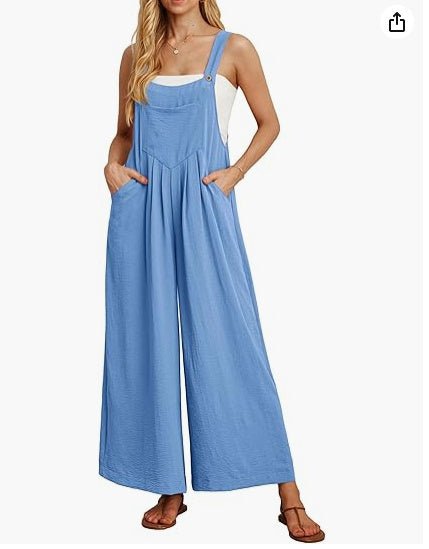 Sarah Express Women's Casual Loose Jumpsuit Pockets Polyester One Piece