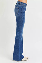 Sarah Express Women’s Plus Size Distressed Mid Rise Flare Jeans
