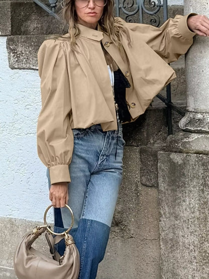 Sarah Express Women's Puff Sleeve Cropped Jacket