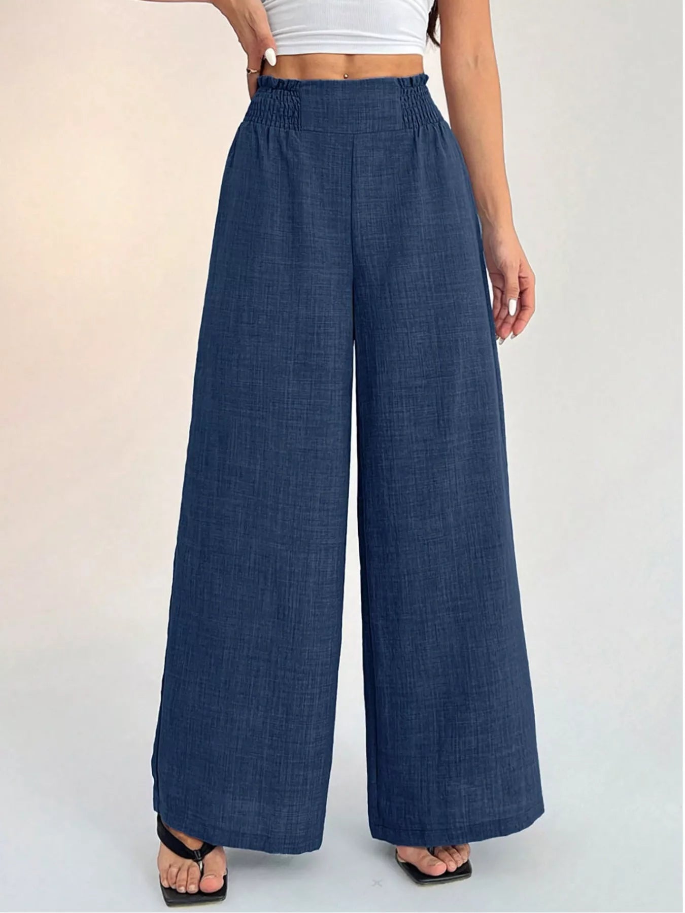Sarah Express Women's Elastic Waist Wide Leg Pants