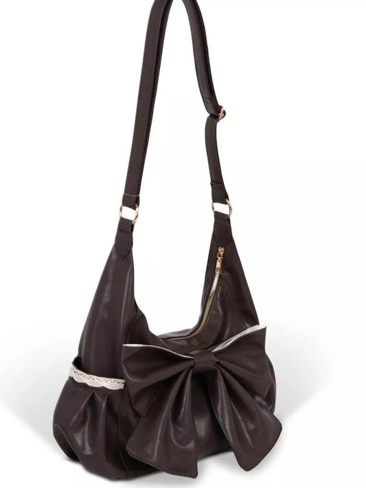 Sarah Express Women's Bow Accent Leather Crossbody Bag