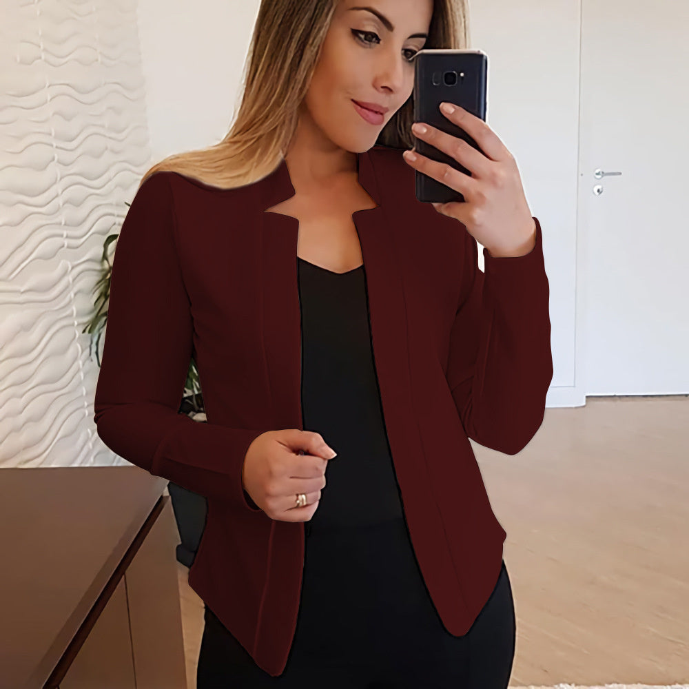 Sarah Express Long Sleeve Cardigan Coat Solid Color Button Front Open Jacket