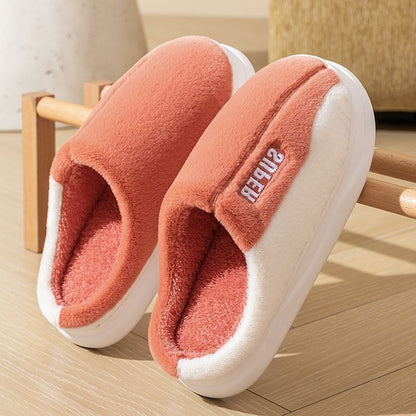 Sarah Express Thick-Sole Plush Slippers | Fleece-Lined Non-Slip Indoor Slippers for Men & Women Orange