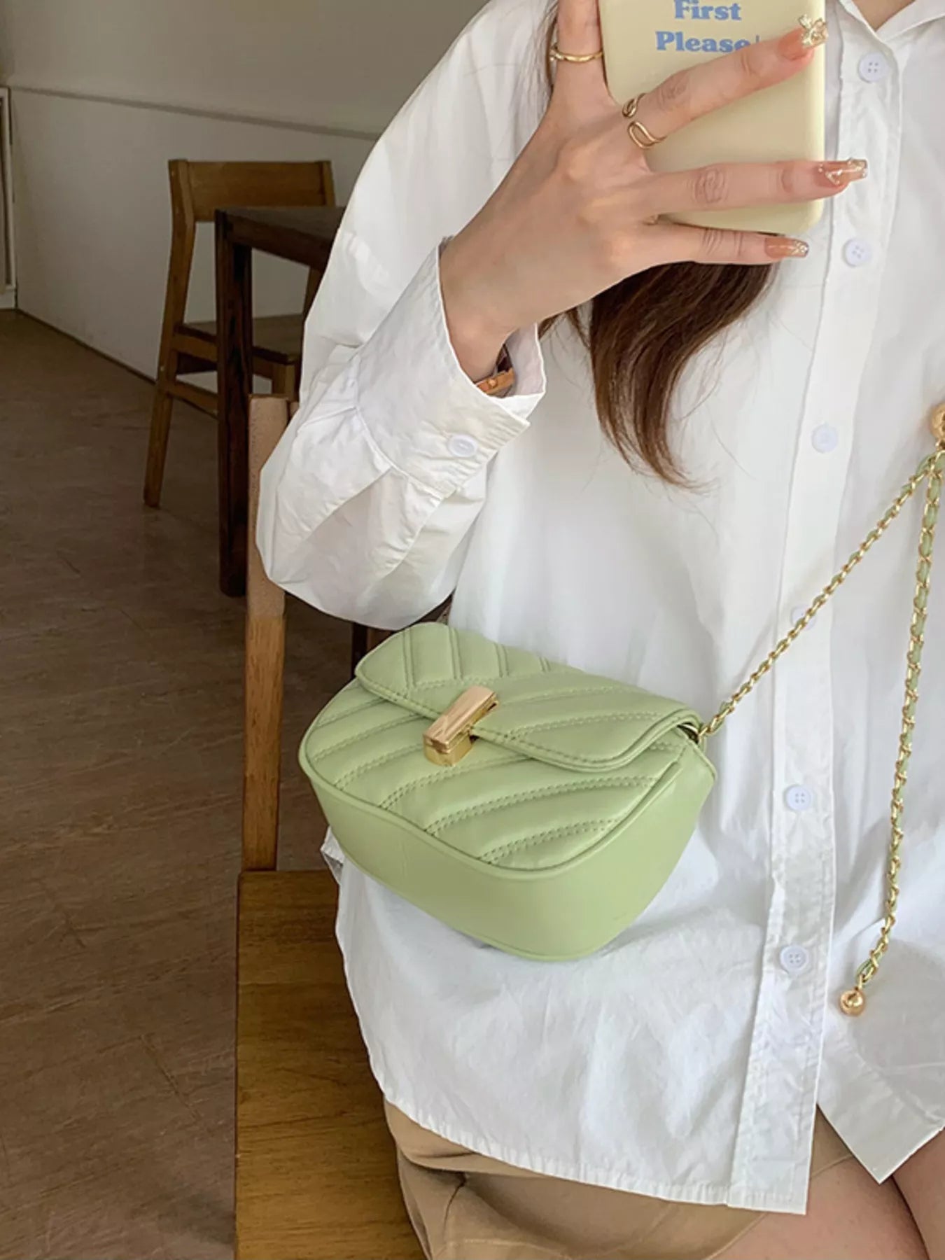 Sarah Express Women's Quilted Flap Chain Crossbody Bag