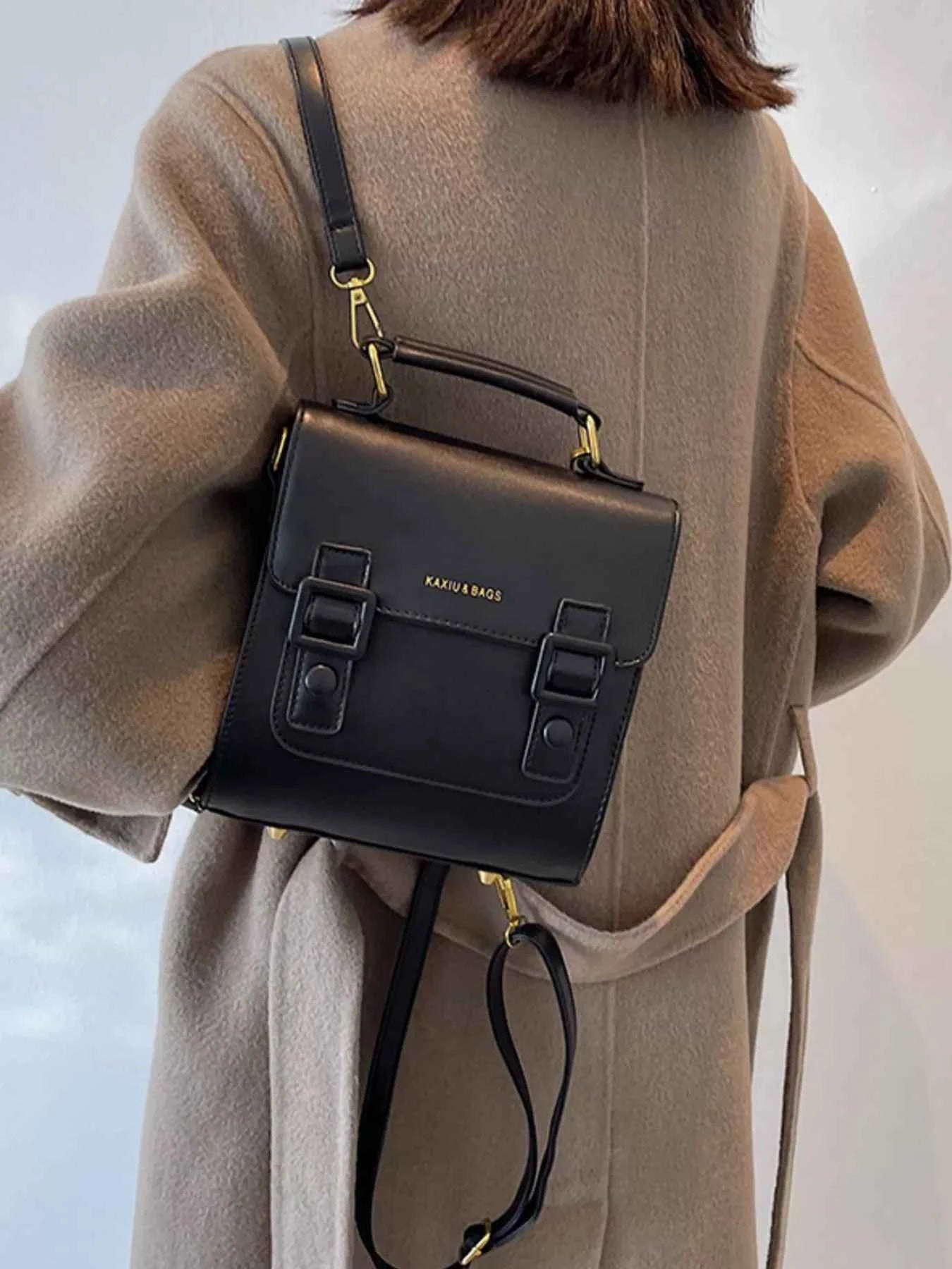 Double Buckle Square Backpack Bag