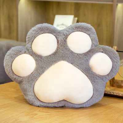 Sarah Express Plush Paw Cushion Floor Seat - Soft Filled Comfort Chair Pillow Light gray hand warmer 35x26cm