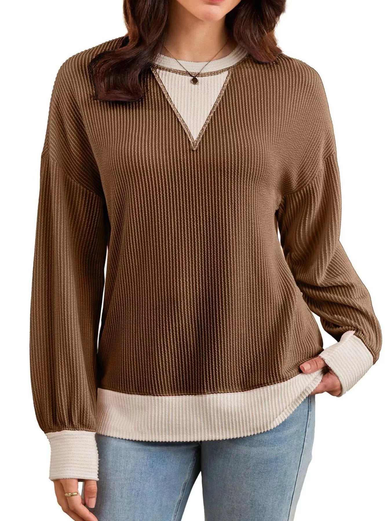 Sarah Express Women's Contrast Dropped Shoulder Sweatshirt