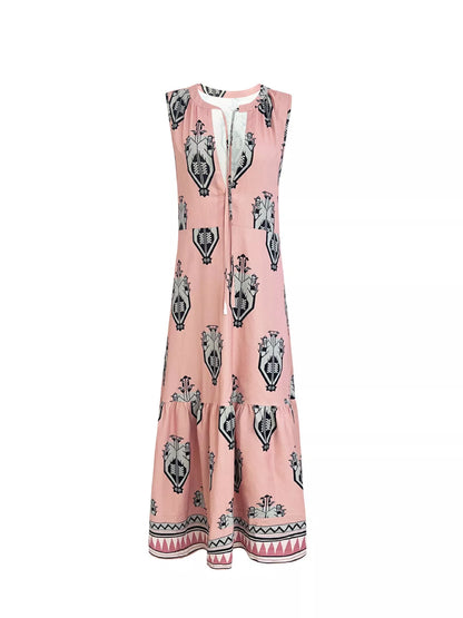 Sarah Express Women's Printed Sleeveless Maxi Dress