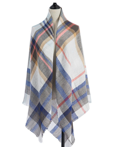 Sarah Express Women's Oversized Square Scarf Cashmere-like Double-Sided Shawl 140cm Woven Fall Winter Accessory