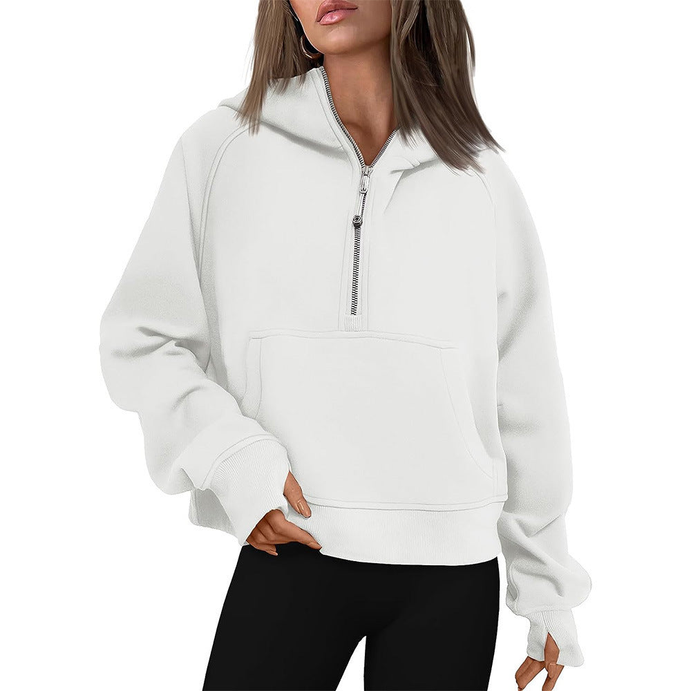 Sarah Express Women's Hooded Zipper Sweater Fleece Lined Fall Winter Casual Loose Fit Outerwear