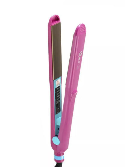 Sarah Express Adjustable Temperature Hair Straightener 2-in-1 Curling Iron Multi-Speed Styling Tool Pink Tablet Clip