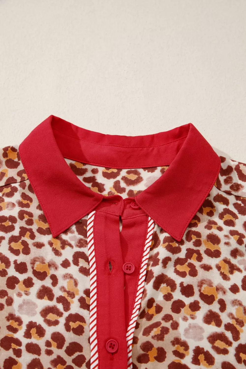 Sarah Express Women's Leopard Print Two Piece Set - Button Front Top & Pants