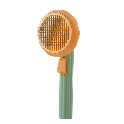 Sarah Express Self-Cleaning Pet Grooming Brush for Cats & Dogs - 232 Steel Needles Massage Comb Pumpkin color