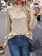 Trendsi Eyelet Long Sleeve Blouse