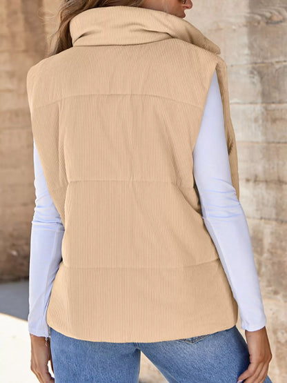 Trendsi Women's Corduroy Zip Up Vest Coat