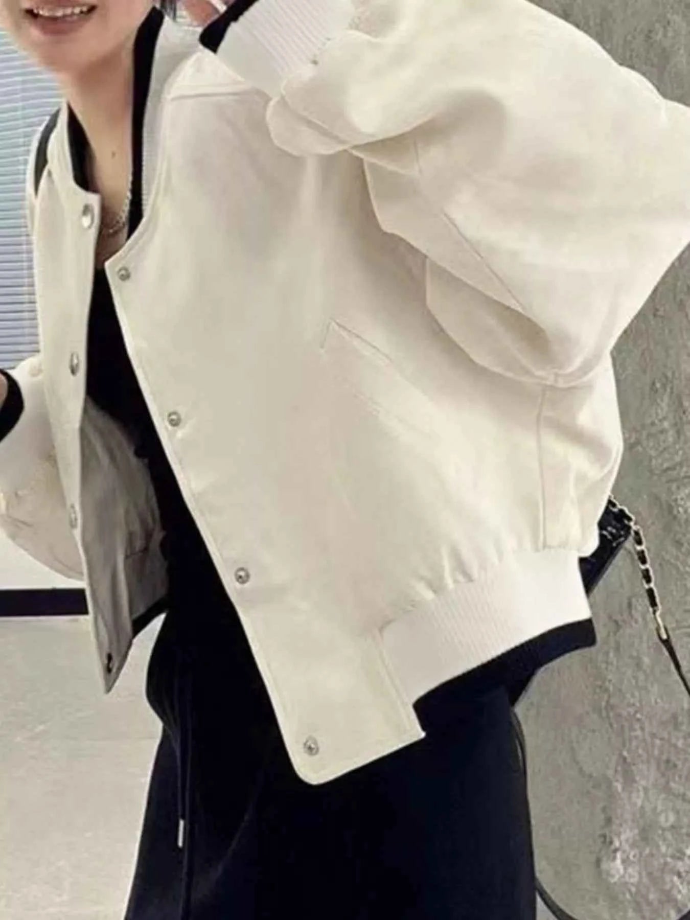 Sarah Express Women's Snap Button Cropped Jacket - Casual Lightweight Outerwear