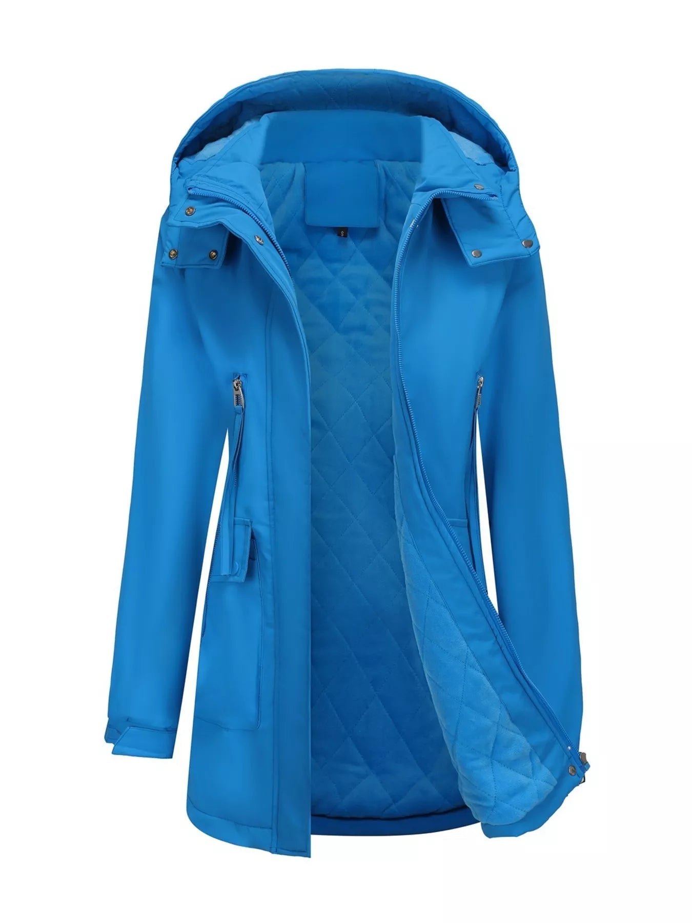 Sarah Express Women's Zip Up Hooded Parka Jacket - Plus Size Outerwear Blue