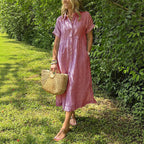 Sarah Express Women's Loose Striped Short Sleeve Casual Dress Plus Size