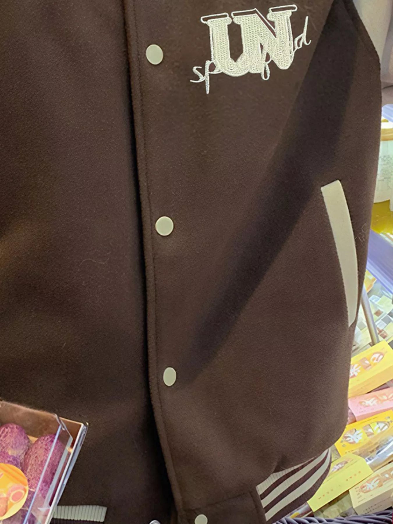 Sarah Express Women's Color Block Snap Down Baseball Jacket