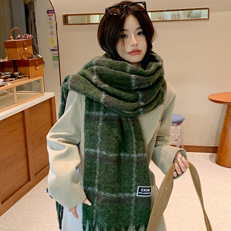 Sarah Express Women's Plaid Print Scarf Warm Imitation Cashmere Neck Wrap Winter Fall Accessory