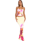 Sarah Express Women's Two-Piece Crop Top Maxi Skirt Set Sleeveless Street Style