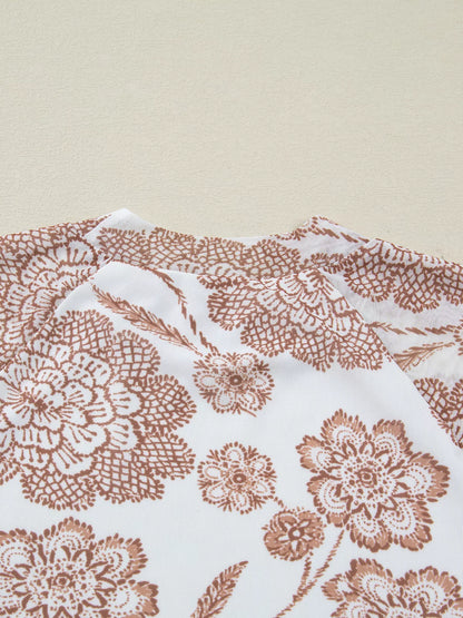 Sarah Express Women's Thumbhole Long Sleeve Floral Print Mesh Top