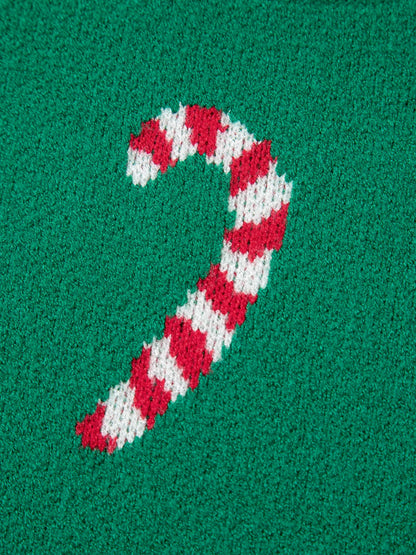 Sarah Express Women's Christmas Candy Cane Holiday Drop Shoulder Sweater