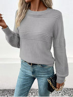 Sarah Express Women's Round Neck Long Sleeve Sweater