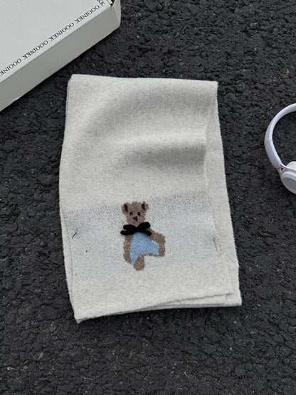 Sarah Express Women's Bear Knitted Scarf White ONESIZE