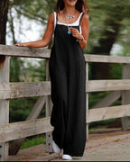 Sarah Express Women's Sleeveless Wide Leg Jumpsuit with Pockets Adjustable Strap Casual Summer Overall