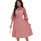 Sarah Express Lace Pleated High-Waist Dress Hollow-Out Detail
