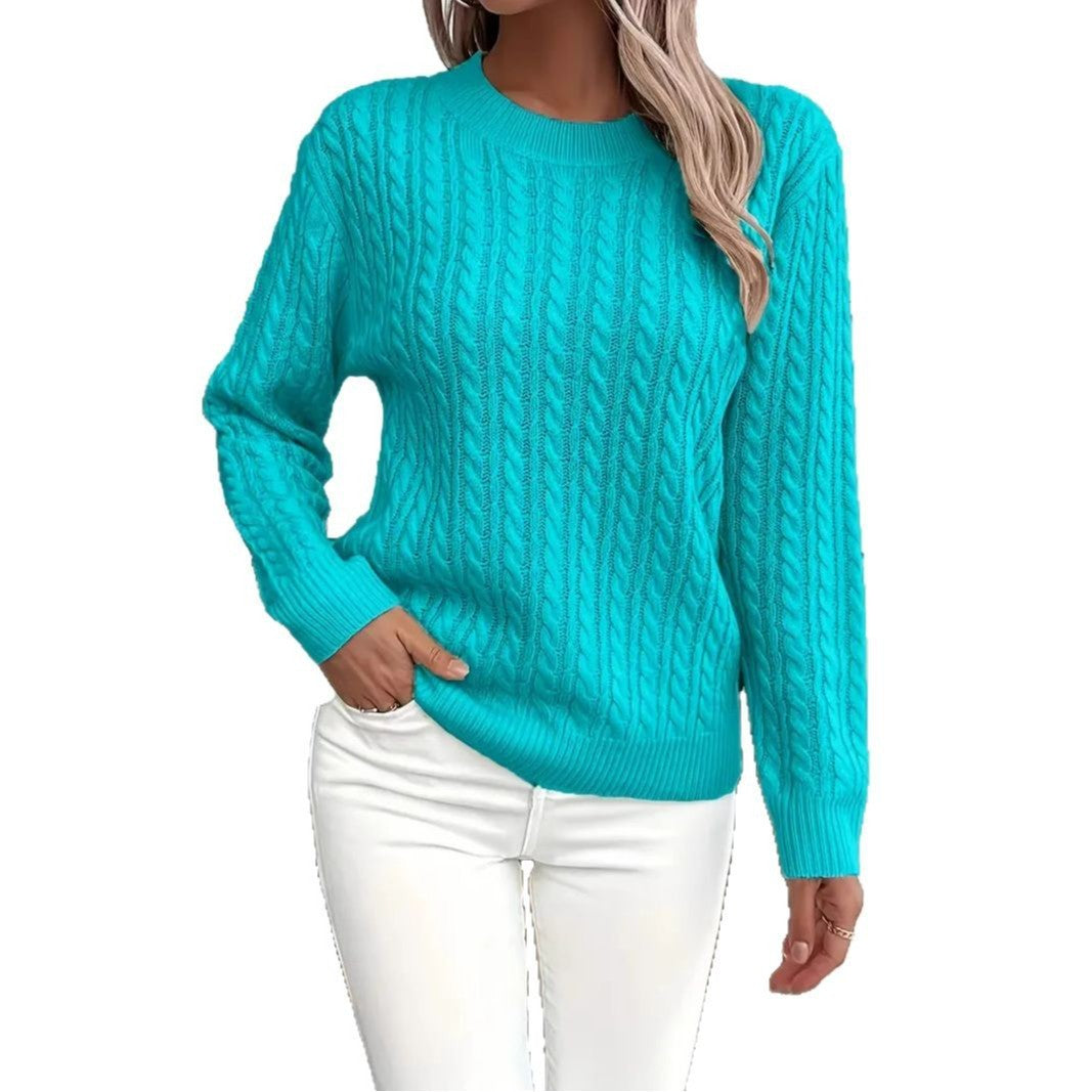 Sarah Express Women's Twist Detail Round Neck Knit Sweater Pullover